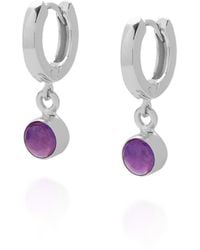 Nellou Jewellery - Gem Hoop Birthstone Earrings February Sterling - Lyst