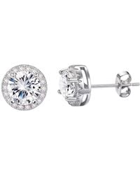 Sophelia - Round Pavé Halo Stud Earrings For - Lyst