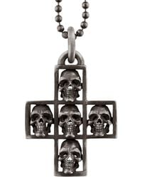 Snake Bones - Multi Skull Cross Sterling Pendant Necklace - Lyst