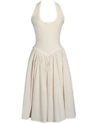 Miss Circle New York - Idella Gingham U Neck Midi Dress - Lyst