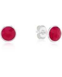 Auree - Savanne Sterling & Fuchsia Chalcedony Stud Earrings - Lyst