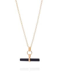 Nellou Jewellery - Onyx T Bar Necklace Plated Sterling - Lyst