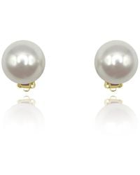 Michael Nash Jewelry - Neutrals Celine Large Round Clip On Shell Based Pearl Earrings - Lyst