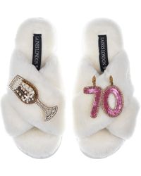 Laines London - Classic Laines Slippers With 70th Birthday & Champagne Glass Brooches - Lyst
