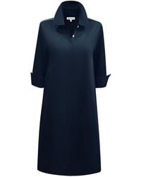 Perlavera - Christy Solid Cotton Satin Three Quarter Sleeve Length Gathered Back Midi Dress - Lyst