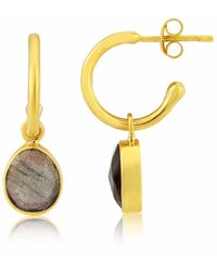 Auree Manhattan Gold & Labradorite Interchangeable Gemstone Earrings - Metallic