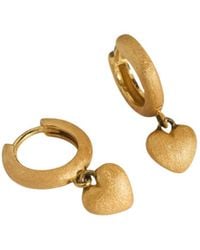 Claire Hill Designs - Brushed Heart Huggie Hoops - Lyst