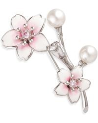 Grosse - Crystal & Pearl Platinum Brooch, Series Sakura - Lyst