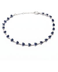 Harfi - Sterling Sapphire September Birthstone Heart Tennis Bracelet - Lyst