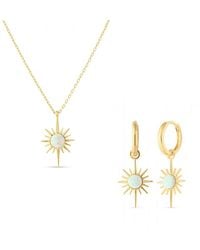 Spero London - Opal Northernstar Sterling Pendant Necklace & Earring Set - Lyst