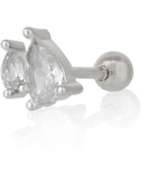 Spero London - Sterling Two Drop Stud Piercing Earring - Lyst