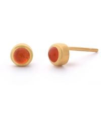 Nellou Jewellery - Carnelian Mini Gem Dot July Birthstone Earrings Plated Sterling - Lyst
