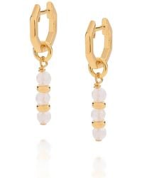 Nellou Jewellery - Neutrals Linear Huggie Birthstone Earrings June Plated Sterling - Lyst