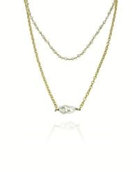 LINYA JEWELLERY - Doby Double Chain Pearl Necklace - Lyst