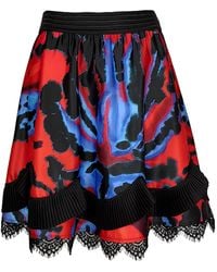 Lalipop Design - Flared Circle Skirt With Pleated Chiffon & Lace Trim Details - Lyst