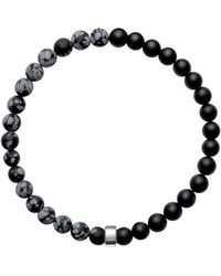 Ora Pearls - Aro Men's Snowflake Obsidian & Onyx Bracelet Silver Bead - Lyst