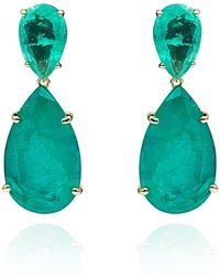 Michael Nash Jewelry - Large Pear Double Emerald Cubic Zirconai And Sterling Drop Clip On Earrings - Lyst
