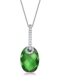 Genevive Jewelry - Sterling Silver Bead Shaped Cubic Zirconia Pendant Necklace - Lyst