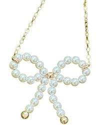 Herself Collections - Pearl Bow Charm Necklace - Lyst