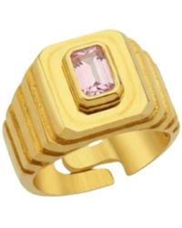 LINYA JEWELLERY - Octagon Stone Signet Ring Sterling - Lyst