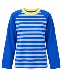 Mind Traveler - Striped Raglan Long Sleeve Carla Top With Contrast Neck - Lyst