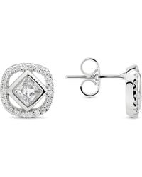 Kylie Harper - Princess-Cut Diamond Cz Halo Stud Earrings - Lyst