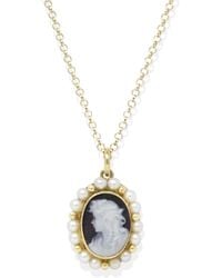 Vintouch Italy - Little Lovelies Cameo Necklace With Pearls - Lyst