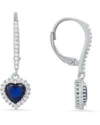 Kylie Harper - September Sapphire Birthstone Heart-Cut Halo Leverback Earrings - Lyst