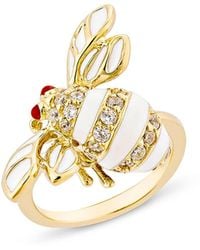 SALLY SKOUFIS - Queen Bee Ring With Made Cz Diamond Stimulant & Ivory Enamel - Lyst