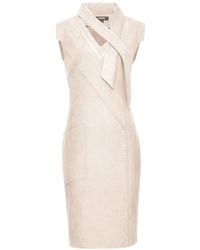 Smart and Joy - V-neck Structured Cut Suede Dress - Lyst