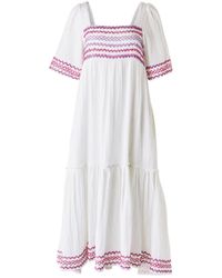 Aspiga Gracie Embroidered Organic Cotton Maxi Dress | White/ Lilac/ Magenta