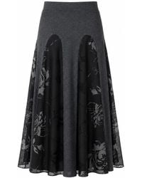 Lalipop Design - Mixed-Media Floral Print Midi Skirt - Lyst