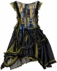 Miro Misljen - Distressed Corset Self-Portrait Denim Maxi Dress - Lyst
