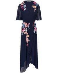 Hope & Ivy - The Gisela Embroidered Flutter Sleeve Maxi Wrap Dress With Tie Waist - Lyst