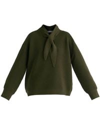 Paisie - Ribbed Jumper With Attached Scarf Tie - Lyst