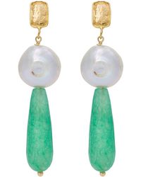 Kybele Studio - Verdant Bliss Earrings With Aventurine & Pearls - Lyst
