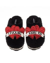 Laines London - Teddy Closed Toe Slippers With I Fucking Adore You Brooches - Lyst