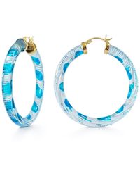 Gold & Honey - Aqua Stripe Hoop Earrings - Lyst