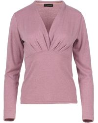 Conquista - Pink Mélange V Neck Knit Top - Lyst