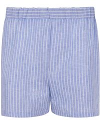 Gunda Hafner Ltd - Light And Striped Cotton Linen Blend Shorts - Lyst
