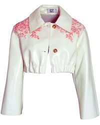Couture to Your Door - Neutrals Upcycled Vinyl Cream Cropped Jacket - Lyst