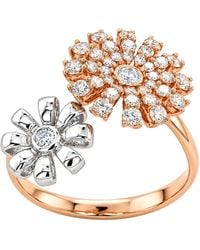 Artisan - Rose 18K Rose & Diamond Floral Bypass Ring - Lyst