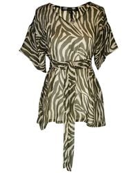 Jennafer Grace - Neutrals Liana Safari Wrap Blouse Tunic - Lyst