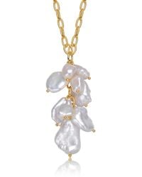 Genevive Jewelry - Sable Golden Pearl Bunch Necklace - Lyst