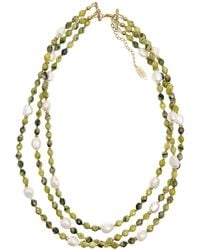 Farra - Gemstone With Pearls Multi Layers Necklace - Lyst