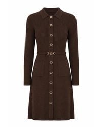 Yumi' - Rib Knit Midi Shirt Dress With Snaffle Belt - Lyst