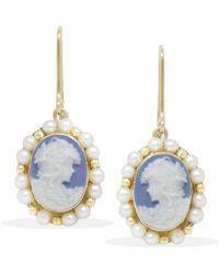 Vintouch Italy - Little Lovelies Gold-plated Sky Blue Cameo Pearl Earrings - Lyst