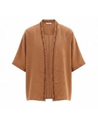 ORIGIN OF HEARTS - Neutrals Dune Hand-Embroidered Resort Kimono Shirt - Lyst