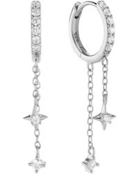 Vanhi - Star Double Chain Dangle Huggies - Lyst