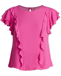 Conquista - Frill Detail Short Sleeve Top - Lyst